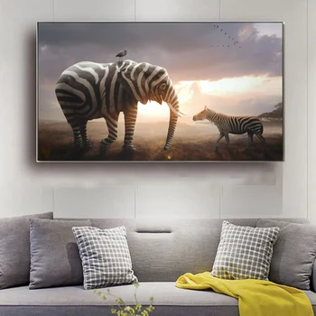 RELIABLI Slon Zebra Ptica, Plakati, Platna Fotografij Živali Barvanje Sten Umetniške Slike Za dnevno Sobo Sodoben Dom Dekor BREZ OKVIRJA