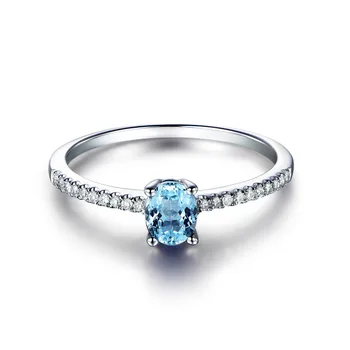 Jellystory elegantno čar obroči z ovalne oblike naravnih topaz gemstone 925 sterling srebrni nakit prstani za žensko poročno darilo