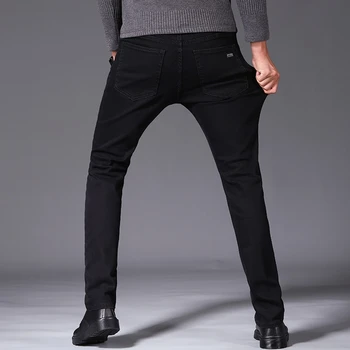 Črna plus mah, men ' s business casual kavbojke Klasičen modni visoke kakovosti svoboden mehko bombažne hlače 2020 pozimi nove Tople hlače