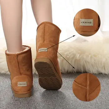JXANG Visoke Kakovosti Pravega Usnja, Avstralija Klasičnih Krzno sneg škornji Ženske Škornji Toplo zimsko obutev za ženske škornji velikosti