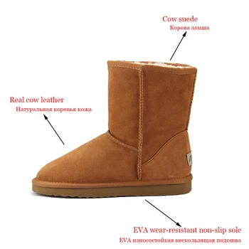 JXANG Visoke Kakovosti Pravega Usnja, Avstralija Klasičnih Krzno sneg škornji Ženske Škornji Toplo zimsko obutev za ženske škornji velikosti