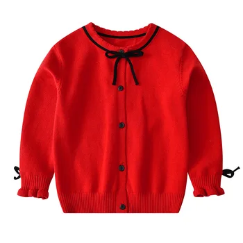 LZH otroški pulover 2020 Jeseni, Pozimi Novih Otroci Sladko Bowknot Dekoracijo, Pletene Cardigan Čistega Bombaža Dekleta Športna Jopica