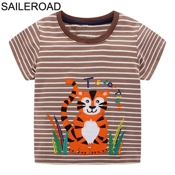 SAILEROAD Živali Aplicirano Fantje T Shirt Poletje 2020 Otroke, Oblačila za Otroke, Oblačila 7Years Baby Fantje Majice Bombaž Dekleta Vrhovi