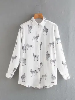 2020 Poletje Nove Živali zebra Natisnjeni beli Saten Svila plus velikost Majica goth zaraing-slog za sheining ženske bluzo majica Lfd9669
