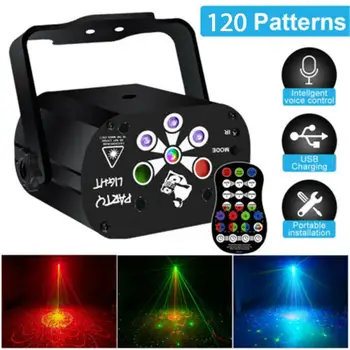 120 Vzorec Laser Razsvetljavo RGB LED USB Projektor Lučka Party DJ disco luči mini fazi svetlobo čudno projekcija luči