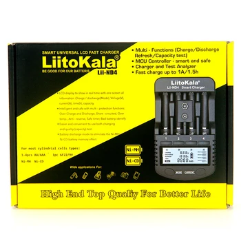 LiitoKala Lii-ND4 NiMH/Cd polnilec aa aaa polnilnik LCD Zaslon in se Preizkusite zmogljivost baterije 1,2 V, aa, aaa in 9V baterije