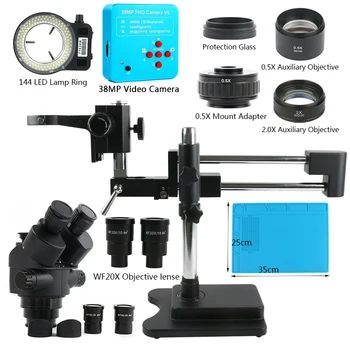 3,5 X 7X 45X 90X Dvojno Boom Stojalo Zoom Simul Osrednja Trinocular Stereo Mikroskop+38MP Mikroskopom Kamera Za Industrijske PCB Popravila