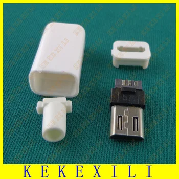 25pcs Black+25pcsWhite DIY Micro USB Tip B 5pin Male Štiri Kos Skupščine Priključek, Vtič v Vtičnico , 4 v 1, brezplačna dostava