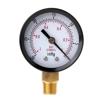 Vakuumski manometer Mini Izbiranje Zračnega Tlaka Meter Dvakrat Obsega BAR inHg 1/4\