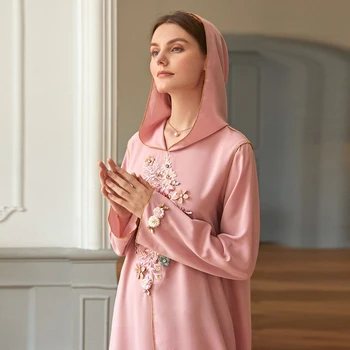Eid Tam Kaftan Mujer Dubaj Abaya Turčija Hidžab Hooded Muslimansko Obleko Islamskih Oblačil Žensk Haljo De Moda Musulman Femme Vestidos Indija