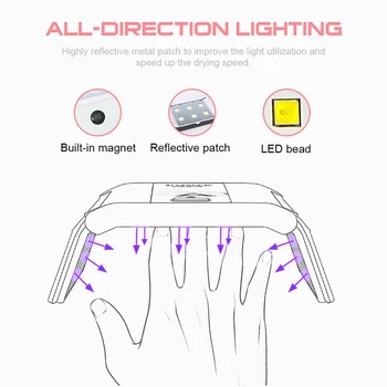 Zložljivi 36W LED UV lak, Gel za Lase Akrilni Kit Lučka za Nohte Lak za Lase Zdravljenju Manikira Pedikura UV Lučka