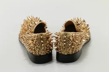 Moški loafers Zlato Diamond Okrasnih Dodatkom Loafers Kovice čevlji Rdeče Dno svate Copati Moški