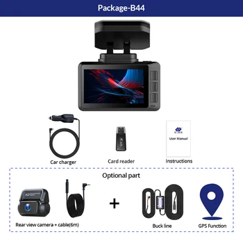 E-ACE B44 4K Dash Fotoaparat 2.45 Palčni Mini Avto Dvr 2160P FHD Dashcam Nočna Vizija, Video Snemalnik, Dvojno objektiv wifi Registrar z GPS
