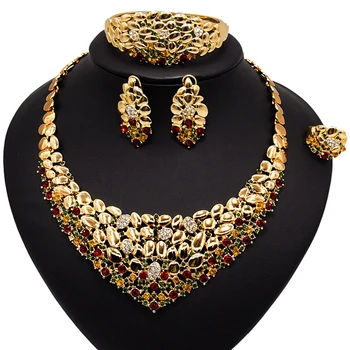Dubaj zlato barvo Luksuzni Nakit Sklopov blagovne Znamke Poročne nigerijski nakit set za ženske Modni Afriške Kroglice Nakit Sklopov design