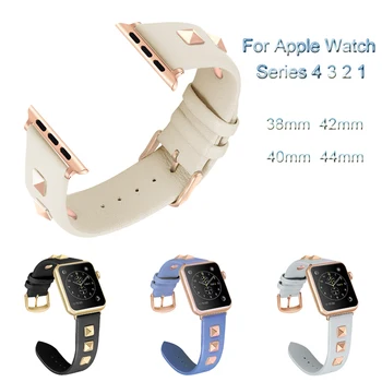 Zakovice Slog Usnjeni Trak Za Apple Watch 4 3 2 1 Zapestnico Band Za iwatch 44 mm 40 mm 38 mm 42mm Luksuzni Zanke Watchband Dodatki