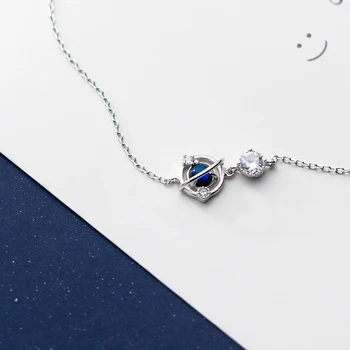 Modian Vroče Prodaje 925 Sterling Silver Blue Crystal Planet Verige & Link Zapestnice Za Ženske Modni Poroko Koreja Stil Nakit