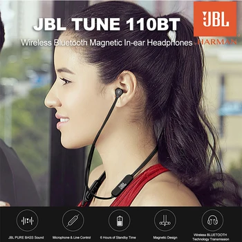 JBL T110BT Brezžične Bluetooth Slušalke Športne Teče Bas Zvoka, Magnetni Slušalke 3-Gumb za Daljinsko Z Mikrofonom za Pametni telefon Glasbe