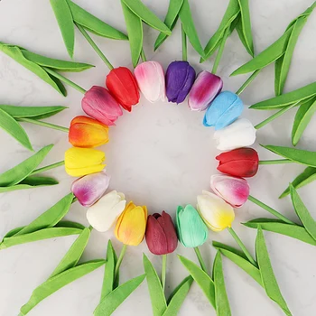 10Pcs Tulipanov Umetne Rože Bele PU Pravi Dotik za Domači Dekoracijo Ponaredek Tulipani iz Lateksa Cvetje Šopek Poročni Vrt Dekor
