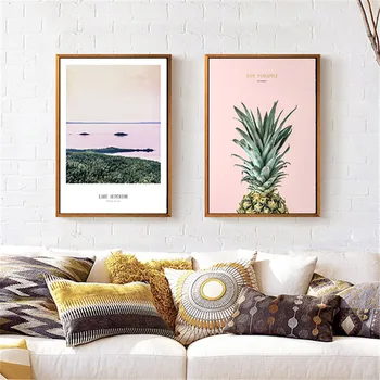 Pokrajina Nordijska Platno Slikarstvo Doma Dekor Wall Art Pink Seascape Ananas Obmorskih Spalnica Hotel Offic Dnevna Soba Tiskanja DIY