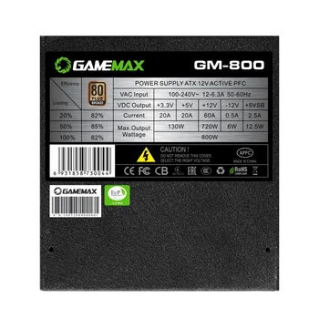 Gamemax 800W Napajanje Semi-Modularna 80PLUS BRONZE PSU PFC Silent Fan, ATX Računalnik SATA za Gaming PC Napajanje GM-800