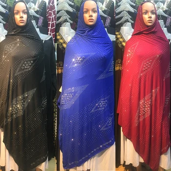 Nova High-grade Hidžab Afriške Mehko Bombažno šal kroglice Modni Veliki Šali Pokrivna Obloge za Telo Z Diamanti Za Muslimanske Ženske