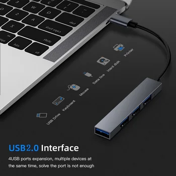 4 Vrata Tip C ZVEZDIŠČE USB C do USB 2.0 Splitter Pretvornik OTG Kabel za Macbook Pro Prenosni RAČUNALNIK iMac Prenosnik Dodatki