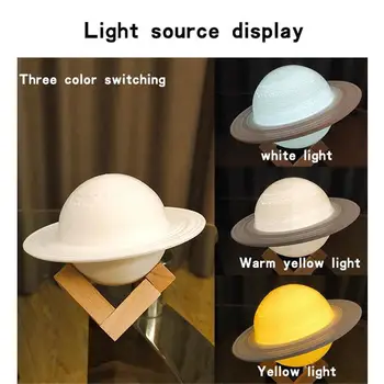 3D Tiskanje Saturn Lučka Led Moon Light USB Polnilne 3/16 Barve Domov Spalnica Namizno Dekoracijo Noč Luč za Božično Darilo Otrok