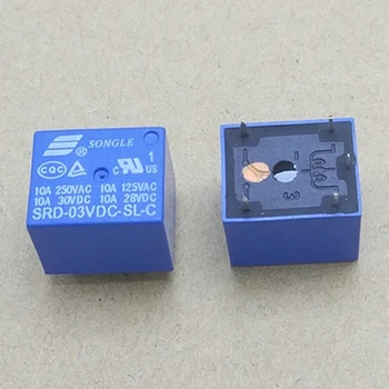 10 Kos Rele DC 3V 5 Pin Mini Power Releji PCB Tip SRD-03VDC-SL-C Visoka kakovost