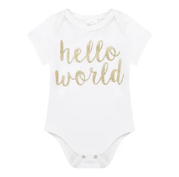 Iiniim Infantil Baby Dekleta Hello World Obleko Kratkimi Romper z Bloomers Glavo Set za Novorojenčke Foto Stranka Oblačila