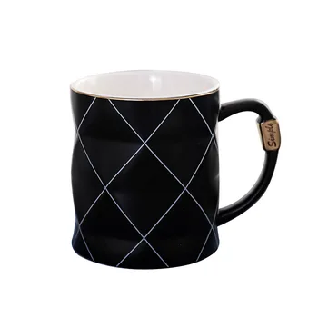 Nordijsko Zlato Črno in Belo Mrežo Geometrijo Keramični Vrč Kave Porcelana Sok Pitje Skodelico Kave, Mleka, Skodelico Čaja