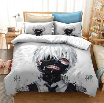 Japonske Anime Tokyo Ghoul 3D-Tiskana Posteljnina Nabor Rjuhe Prevleke Pillowcases Tolažnik Posteljnina Nabor Bedclothes Posteljno Perilo