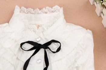 2019 Jeseni otroci oblačila dekleta bluzo otroci oblačila dekle šoli belo bluzo čipke ovratnik bombaž otrok majica starost 2-16Y
