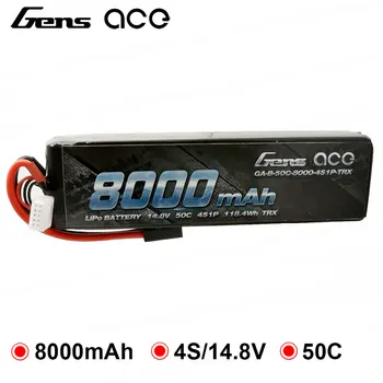 Gens ace 8000mAh 4S Lipo Hardcase Baterije 50C Moč za Traxxas E-maxx 1/8 1/10 Avto Buggy Truggy