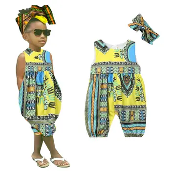 Pudcoco 2019 Afriški Stil Jumpsuit Glavo Obleke Za Malčke Newborn Baby Dekleta Brez Rokavov Cvetlični Otroci Clothers Romper Playsuit
