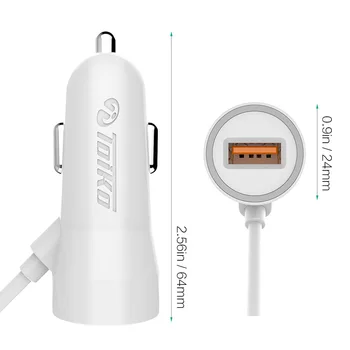 TOIKO 3.4 5V USB Avto Polnilec za Samsung Xiaomi Oneplus mobilnih Telefonov s Tip-C Priključite Kabel Univerzalni Port Polnjenje Adapter Bela