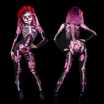 Seksi Okostje Halloween Cosplay Jumpsuit Lasuljo Ženske Strašno Kostum Sablastan pustna Dan Mrtvih Mumija Grozo Pustni Party