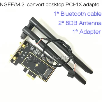 Pci-e PCI Express 1x Adapter Namizje Pretvornik z 2*6dbi TV Antena za Intel 9260NGW 8260 7260 PCIe NGFF M. 2 Wi-Fi, Bluetooth