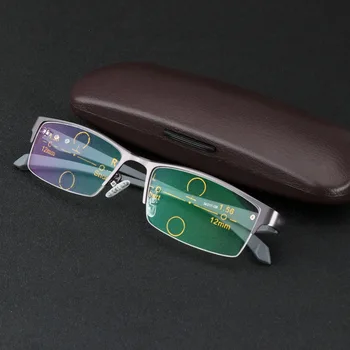 Branje Očala Postopno Multi-focus Inteligentne Barve-spreminjanje Očala Moški Modni Pol-Kovinski okvir Očal