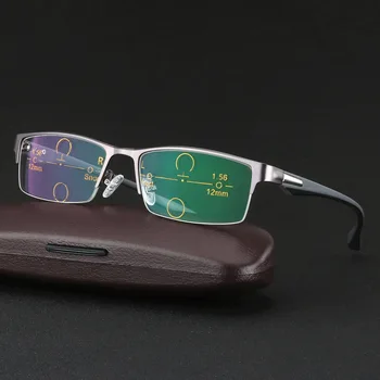 Branje Očala Postopno Multi-focus Inteligentne Barve-spreminjanje Očala Moški Modni Pol-Kovinski okvir Očal