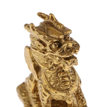 Feng Shui Zlati Medenina Pi Yao/Pi Xiu Bogastvo Porsperity Figur