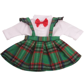 18 inch Dekleta lutka obleko kariran šoli enotno obleko lok majica Ameriški novorojenčka obleko Otroške igrače fit 43 cm baby doll c817