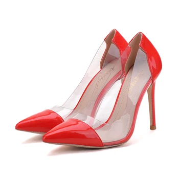 Pregledna visokih petah Seksi plitvo čevlji genuies usnje poročni čevlji z visoko peto ženske čevlje