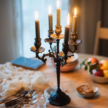 Ameriški Slog Vasi Litega železa svijećnjak Tabela Dekoracijo Ljubitelji' Dan, Večerja ob svečah Rekviziti Romantično Lučka Vintag
