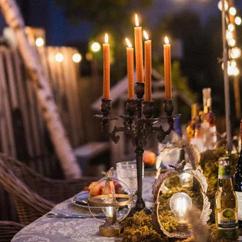 Ameriški Slog Vasi Litega železa svijećnjak Tabela Dekoracijo Ljubitelji' Dan, Večerja ob svečah Rekviziti Romantično Lučka Vintag