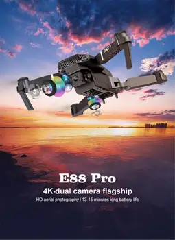E88 Pro Zložljive Brnenje Zračne Fotografije 4K Dvojno Zložljivi RC Brnenje Quadcopter Z HD Kamero WIFI FPV Quadcopter Višina Igrača