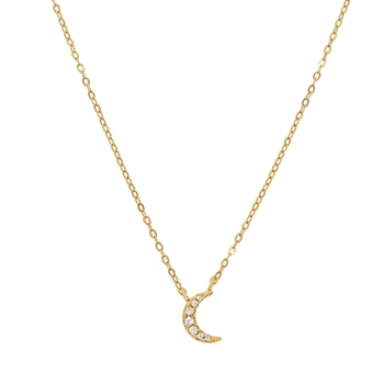 Minimalno minimalističen občutljivo poslastica srebrni nakit 925 sterling srebro drobne luna čar Zlato vermeil ogrlica