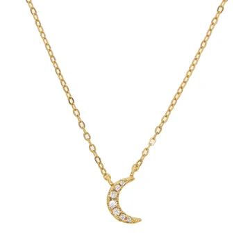 Minimalno minimalističen občutljivo poslastica srebrni nakit 925 sterling srebro drobne luna čar Zlato vermeil ogrlica