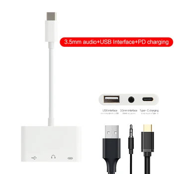 USB C do USB za polnjenje 3.5 mm AUX Slušalke Napajalnik Za Huawei mate 20 P30 P40 matepad pro Tip C do 3,5 Jack za Slušalke Avdio kabel