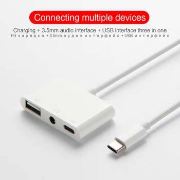 USB C do USB za polnjenje 3.5 mm AUX Slušalke Napajalnik Za Huawei mate 20 P30 P40 matepad pro Tip C do 3,5 Jack za Slušalke Avdio kabel