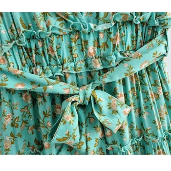 TEELYNN mini obleka za ženske bombaž Cvjetnim tiskanja globoko v-neck poletne obleke vintage obleko Gypsy boho obleke plaži vestidos robe